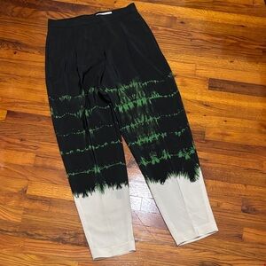 Stella McCartney Black, Green and Ivory Silk Pants